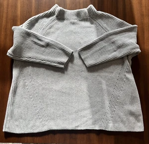 Vintage Lands End Womens Size 3XL Ribbed Knit Mock Neck Sweater Light Gray Nice - Picture 1 of 9