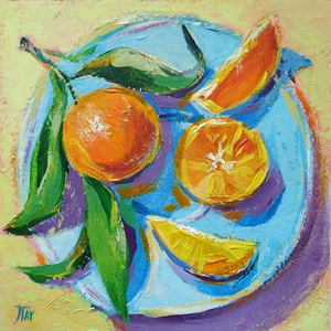 PRINT ACEO Painting Orange juicy fruit still life Clementine art - Picture 1 of 6