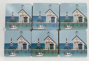 6 Cork Backed Nautical Themed Coasters - Picture 1 of 2