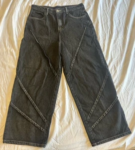Karants Baggy Jeans Herren 32x28 Schwarz Wide Leg Streetwear Denim Y2K Style - Bild 1 von 5
