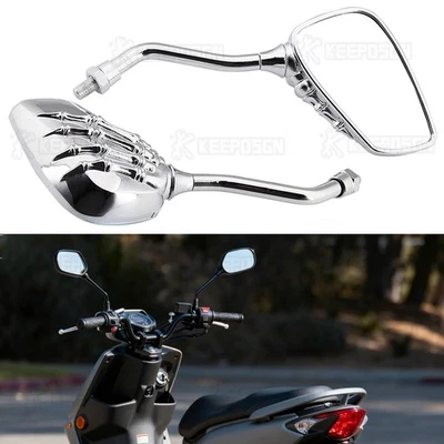 Pair Chrome Motorcycle Rear View Mirrors For Yamaha Zuma 125 Zuma 50 YW50 - Изображение 1 из 4