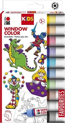 Marabu 0306000000100 - Kids Window Color Set mit 10 x 25 ml Farbe und - Bild 1 von 4