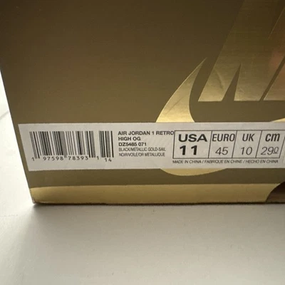 Air Jordan 1 ретро оригинальная высокая черная золотистая размер 11 - Изображение 1 из 4