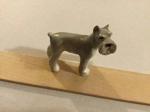 Vintage Painted Ceramic Hagen Renaker Gray & White Schnauzer Dog Figure Figurine - Picture 1 of 9