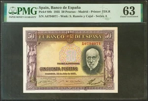 50 Pesetas. 22 de Julio de 1935. Serie A. (Edifil: 366a, Pick: 88b). Manchitas. - Picture 1 of 2