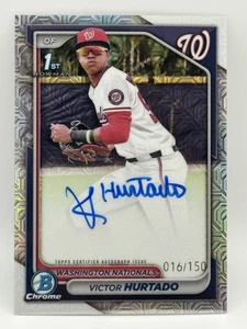 2024 Bowman Chrome 1st Victor Hurtado HTA Mojo Refractor Auto /150 Rookie RC SP - Picture 1 of 2