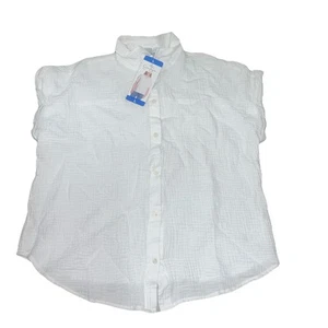 NWT Women's White JESSICA SIMPSON Gauze Button Shirt *MEDIUM* - Picture 1 of 2