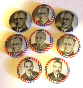 Roosevelt Truman Dewey Political Buttons 1968 - Picture 1 of 9