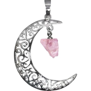 Crescent Moon with Rose Quartz Pendant! - Picture 1 of 2