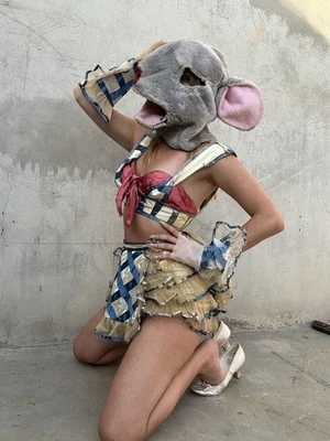 Vintage 1930s Satin & Organza Showgirl Outfit Top, Skirt Gloves Paramount - Image 1 of 4