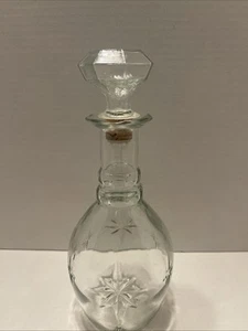 Vintage Atomic Starburst Glass Liquor Decanter Bottle W/Stopper 1950 Mid Century - Bild 1 von 11