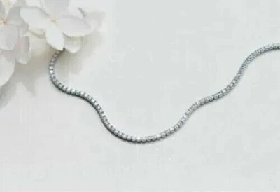 Collar de tenis para mujer enchapado en oro blanco de 14 k con diamantes creados en laboratorio de 12,50 quilates de 18" Foto 1 de 4