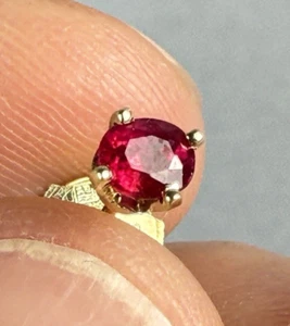 Ruby Stud Earring 14K Yellow Gold Natural 4 mm Single Round or Oval - Picture 1 of 9