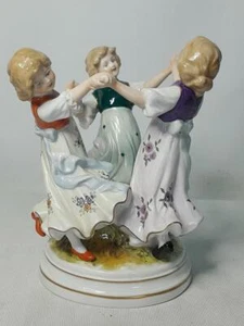 Anillo Vintage Scheibe Alsbach TRES CHICAS BAILARINAS A Rosas 7" 19cm Alto - Imagen 1 de 11