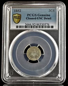1852 3CS Star PCGS Cleaned-UNC Detail - Picture 1 of 4