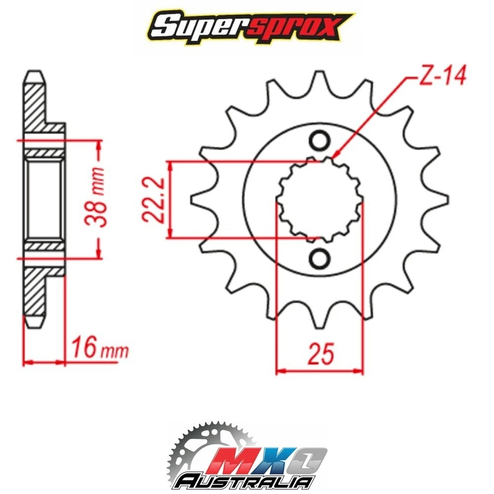 Piñón delantero Supersprox 14T para Ducati 996 ST4 2002-2005 >525 Foto 1 de 1