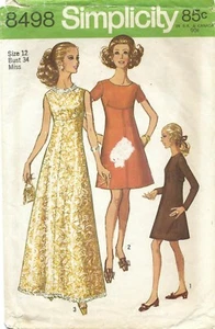Vestido Simplicity 8498 Sin Cuello con Detalle de Costura, Cinturón Auto Tela Talla 12 COMPLETO - Imagen 1 de 4