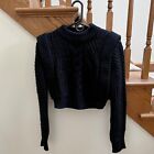 Anthropologie English Factory Cropped Bulky Knit Pull-on Sweater Black XS EUC