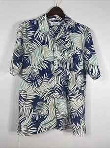 Coolibar Hawaiian Shirt Mens Medium Blue Floral Lightweight UPF 50+ - Picture 1 of 8