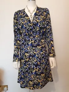 M&S Chiffon Cross dress floral print dress lined size UK 12 - Picture 1 of 14