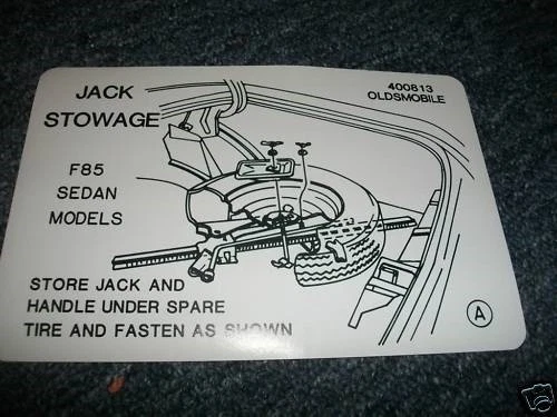 1968 OLDSMOBILE 442 F-85 CUTLASS TIRE STOWAGE DECAL - Image 1 of 1