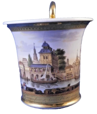 Antique 19thC German Porcelain Scenic Cup Porzellan Szene Tasse Baumhaus Hamburg - Image 1 of 4