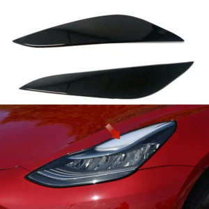 2PCS Front Headlight Cover Eyelid Brow Trim Fit for Tesla Model 3 2017-2020 HL - Picture 1 of 7