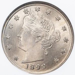 1899 NGC MS65 Liberty V Nickel Gem Uncirculated BU+ Philadelphia Mint - Picture 1 of 4