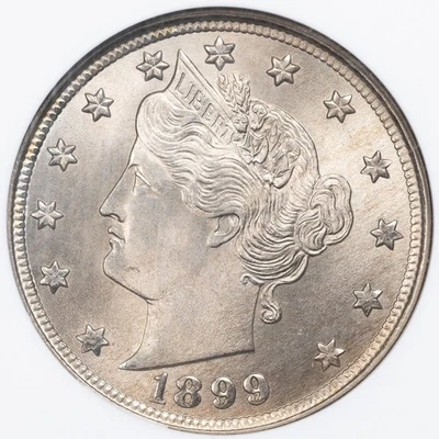 1899 NGC MS65 Liberty V Nickel Gem Uncirculated BU+ Philadelphia Mint - Image 1 of 4