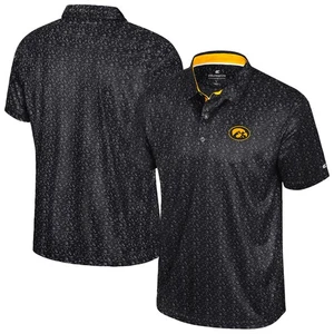 Men's Colosseum Black Iowa Hawkeyes Football Print Polo - Picture 1 of 3