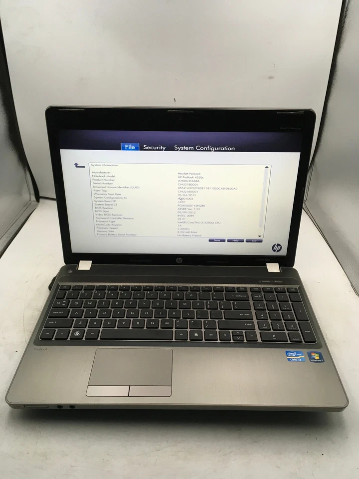 HP PROBOOK 4530S - BOOTS TO BIOS - INTEL I3 2350M - 8GB RAM -READ DESCRIPTION-BB - Image 1 of 4