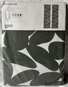 IKEA ROSENANEMON Curtain Panels Set of 2 57x98" Each White Gray Abstract *NEW* - Picture 1 of 10