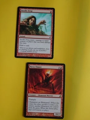 Nova Chaser Rare Elemental Warrior & Needle Drop MTG 2 Card.  Lorwyn. - Image 1 of 4