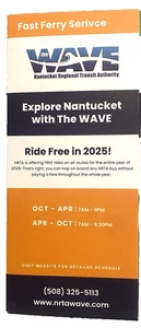 Nantucket Wave NRTA 2025 Fast Ferry Service Bus Fahrplan *NEU* Trifold mit Karte - Bild 1 von 3