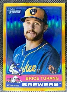 Brice Turang 2025 Topps Heritage #402 Gold Chrome Refractor 25/50 - Brewers - Picture 1 of 7