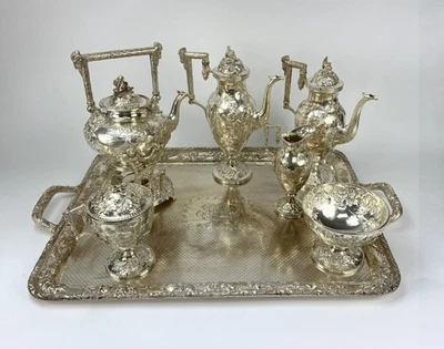 Vintage Sterling Silver Kirk & Son Landscape and Repousse Tea/Coffee Set - 7pc - Image 1 of 4