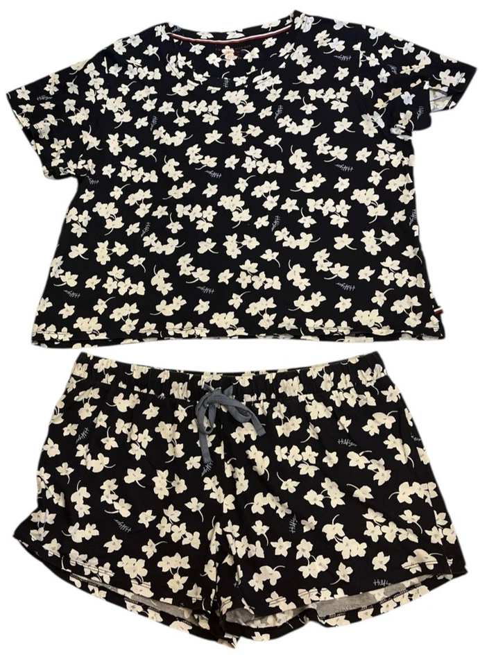 Tommy Hilfiger Conjunto de Dormir Mujer XL Azul Marino Floral Manga Corta 100% Algodón Pantalones Cortos Foto 1 de 4