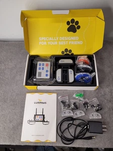 Luxipaws Wireless Dog Fence Transmitter & 3 Training Shock Collars New Open Box - Picture 1 of 6