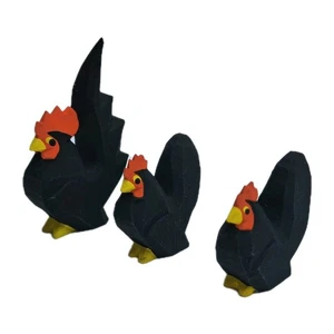 Pollos Chaboh tallados en negro - tallas Helbig Erzgebirge - NUEVO & EMBALAJE ORIGINAL - Imagen 1 de 1