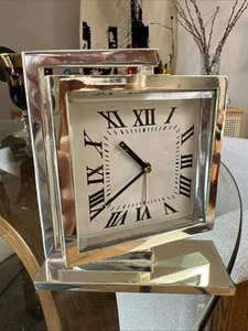 Wedgewood Style Chrome Desk Clock Alarm Works Glows Dark Tested Rotates Battery - Picture 1 of 12