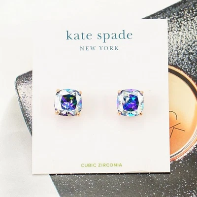 NWT Kate Spade Cubic Zirconia CZ mini square studs earring $32 Navy Blue - Image 1 of 3