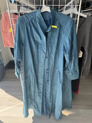 Vtg 80's Chiango Fleet Street Shiny Sea foam Green Trench Coat Women's 16   - Image 1 of 4