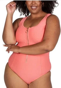 Artesands Sculpt Fuseli Swimsuit Pink Coral Women’s Sz 20 Zip Multi Fit Cup New - Picture 1 of 5
