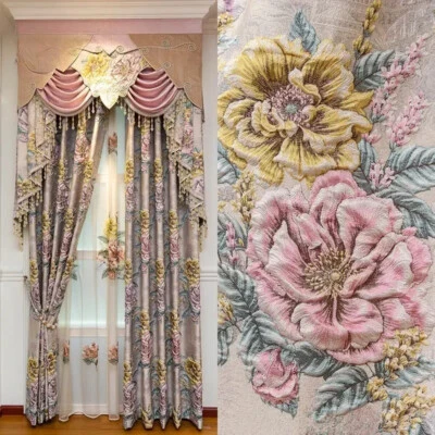 Thickened Jacquard Shading Curtains for Living Room Bedroom Valance Drapes Decor - Image 1 of 4