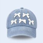 Embroidered Sun Hat Bowknot Peaked Cap Adjustable Baseball Cap