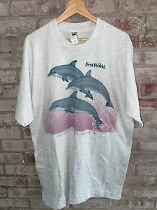 Vintage 1991 90s Sea World Dolphins T-Shirt Fletchers Adult Size XL New W/ Tags - Picture 1 of 4