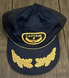Vintage Military Cap Mütze Captain Navy Snapback Mesh Back Made In USA Trucker - Bild 1 von 7