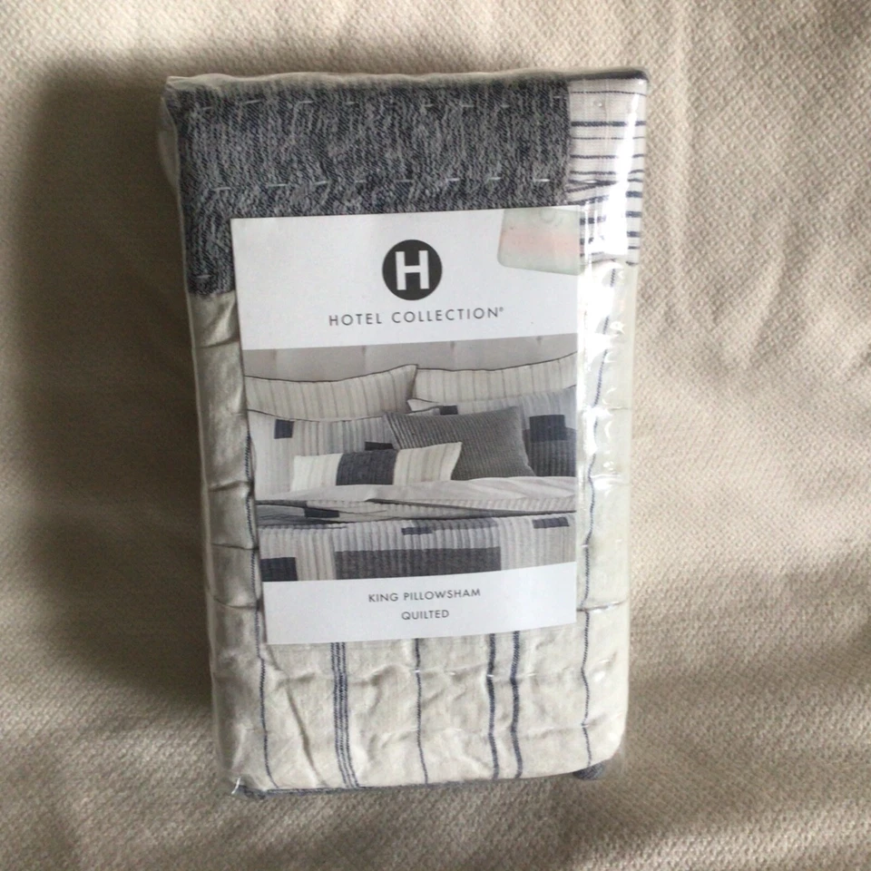 Hotel Collection Patchwork Ticking Stripe Quilted KING Pillow Sham