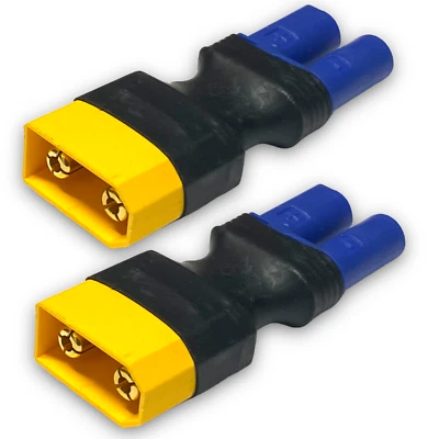 ✅ 2x Adapter EC5 Stecker Female auf XT90 Buchse Male Goldstecker Lipo Akku 90A ✅ - Bild 1 von 4