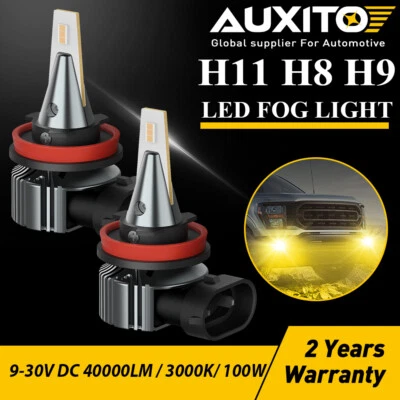 AUXITO H11 H8 H9 LED Fog Light DRL Bulbs 3000K Amber Yellow Super Bright 40000LM - Image 1 of 4